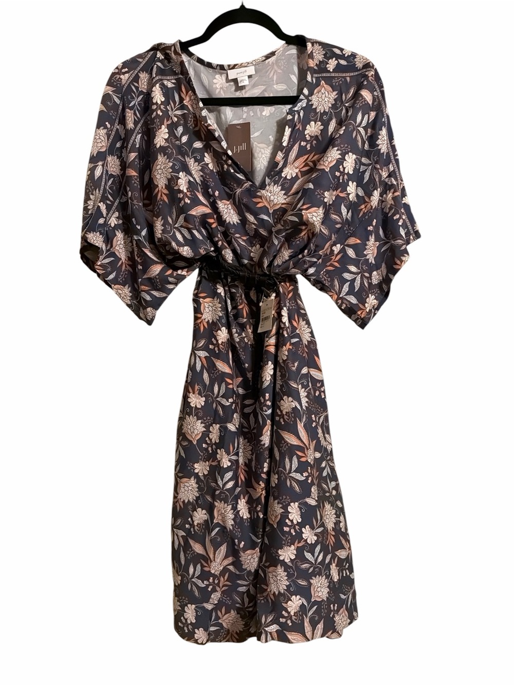 NWT PureJill Floral Dress & Genuine Leather Braided Belt Oversized Set XL,1X,2X